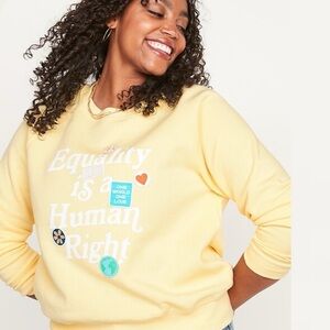 NWT Old Navy‎ Equality Human Right Vintage Crew Neck Sweatshirt Yellow Size XXL